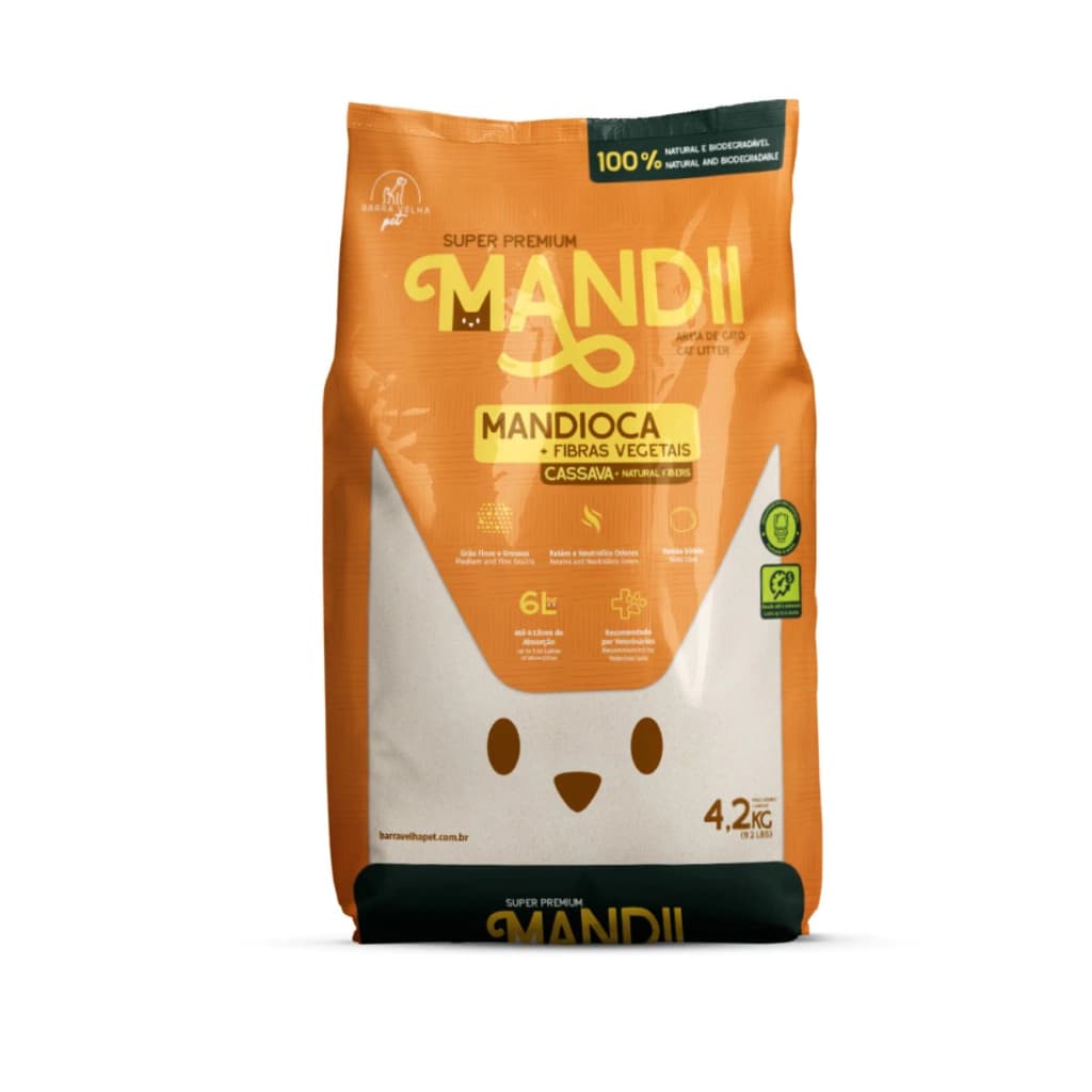 Areia Mandii Biodegradável 4,2kg Para Gatos E Roedores