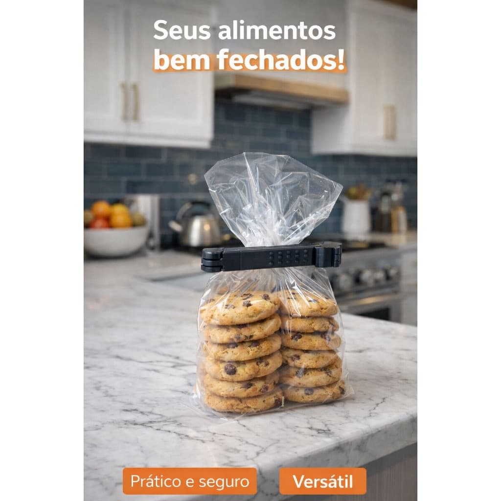 Prendedor de Saco | Clip Fecha Embalagem Alimentos 3D – Pequeno Médio Grande