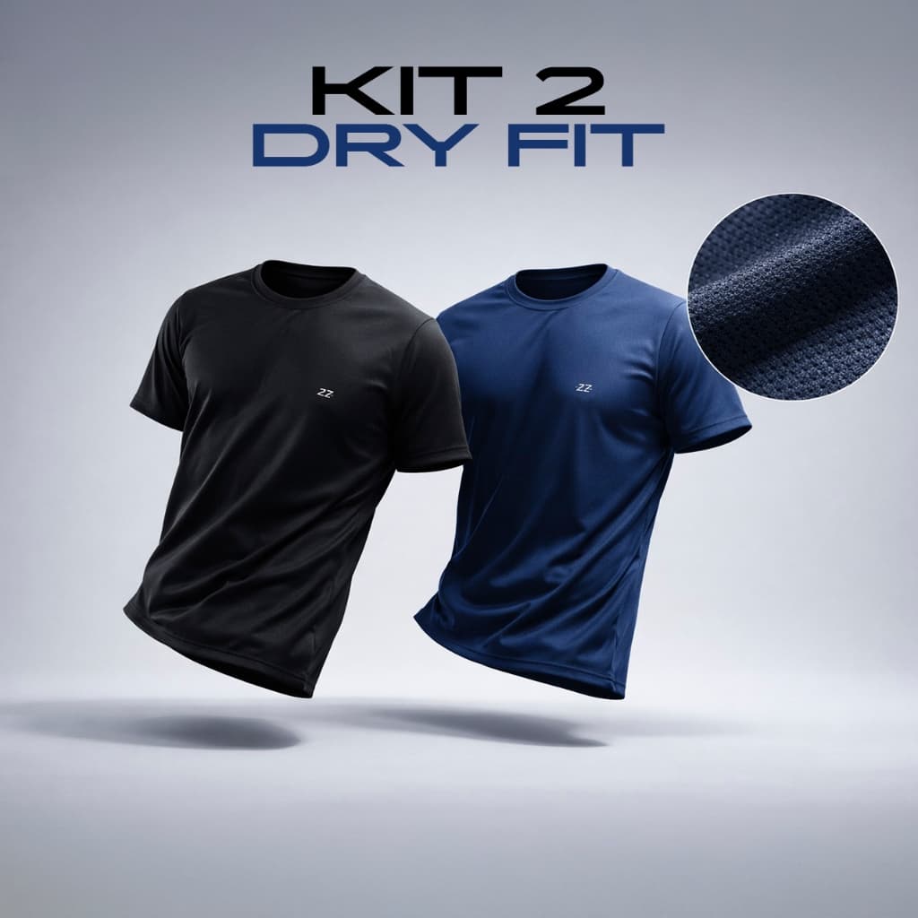Kit 2 Camisetas Dry Fit  Masculinas Manga Curta Academia Malhar Treino Corrida e Dia a Dia Luzzoo