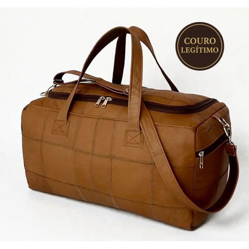 Bolsa de viagem. Bolsa duffel em couro legítimo. Mala de viagem.