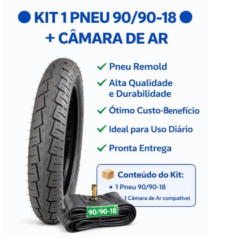 Pneu Traseiro + Camara ar Honda CG Titan fan YBR Factor MILENIO 90/90-18 ST600