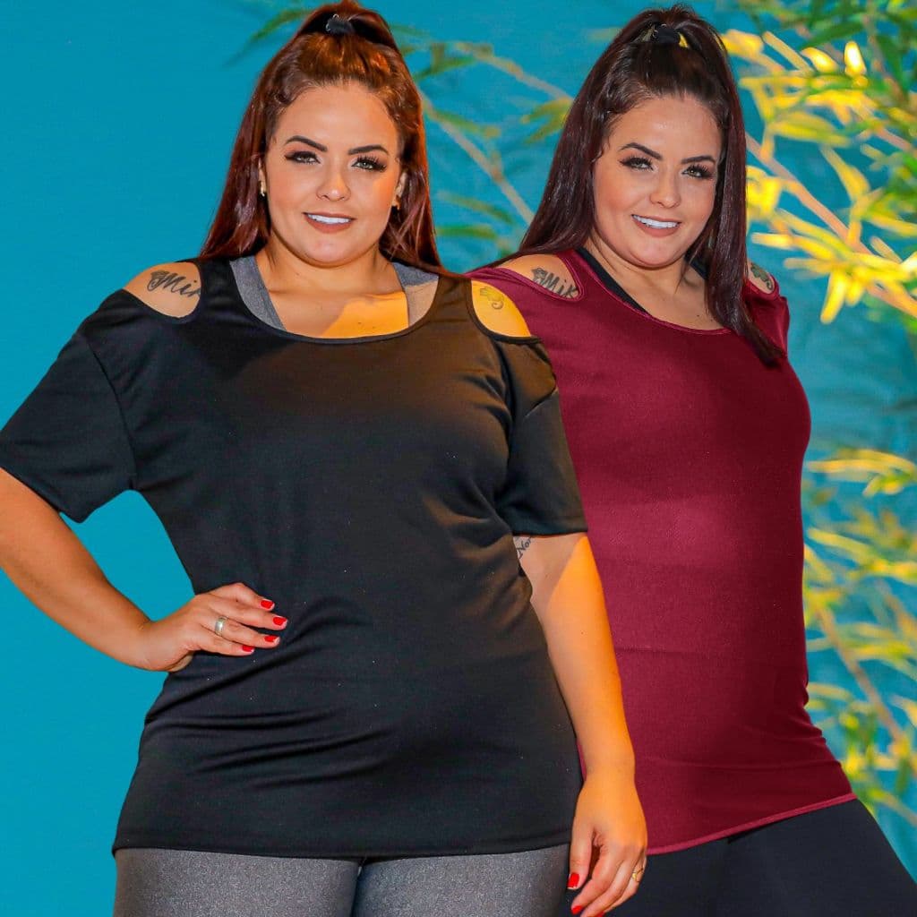 Kit 2 Blusas Feminina Plus Size DryFit Academia Dia a Dia Respirável Seca Rápido Conforto Promoção