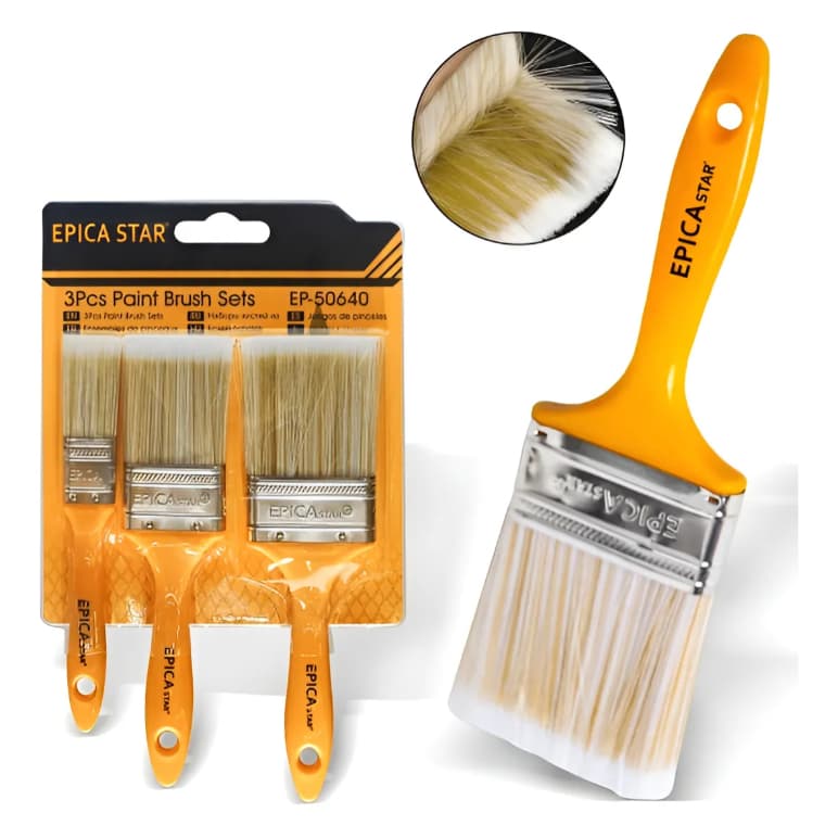 Kit 3 Jogo Trincha Pincel De Pintura Para Tinta Esmalte Oleo Bege