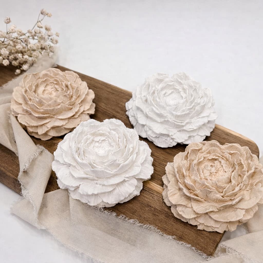 Flor de Peônia Decorativa em Concreto