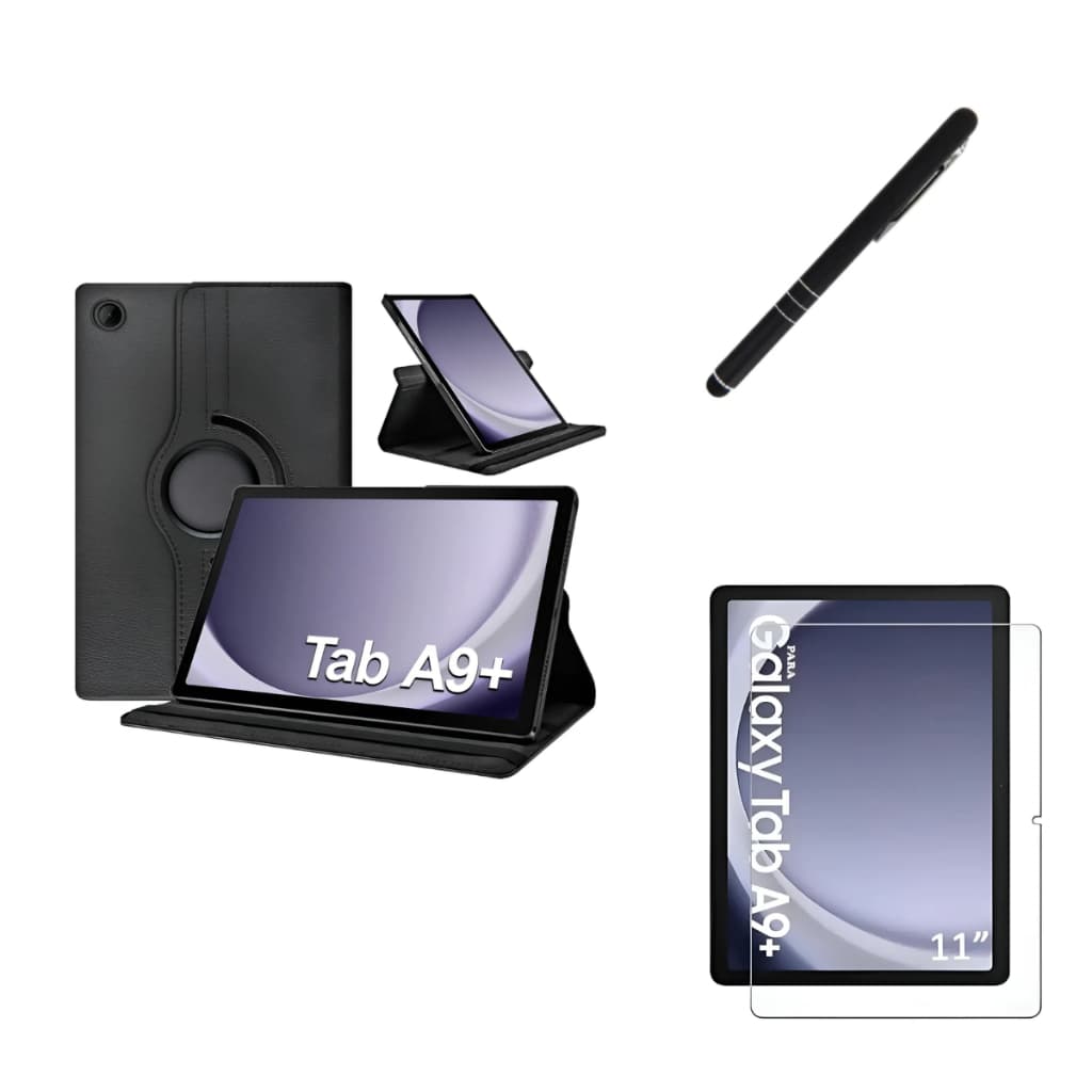 Kit Capa Giratória Tablet Galaxy A9+ PLUS X210 X115 X216 + Pelicula + Caneta touch
