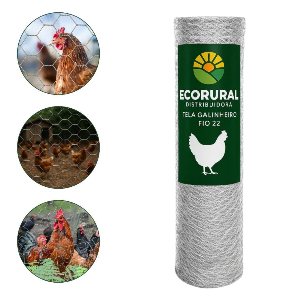 Tela Galinheiro Galvanizada Fio 22 1,20x20m Uso Rural Hortas e Jardins