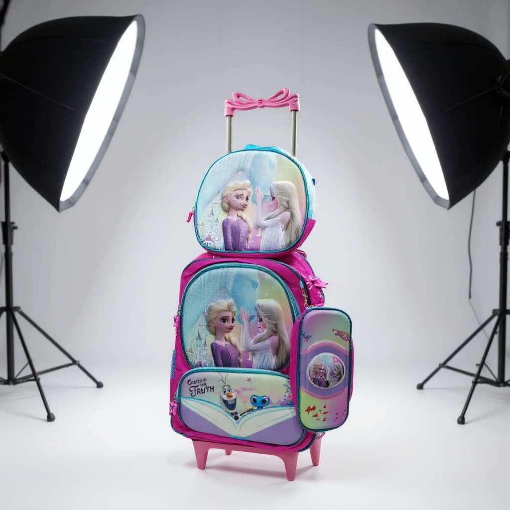Kit Mochila escolar com 3 - mochila de rodinha menina e menino, lancheira térmica e estojo escolar - mochila frozen