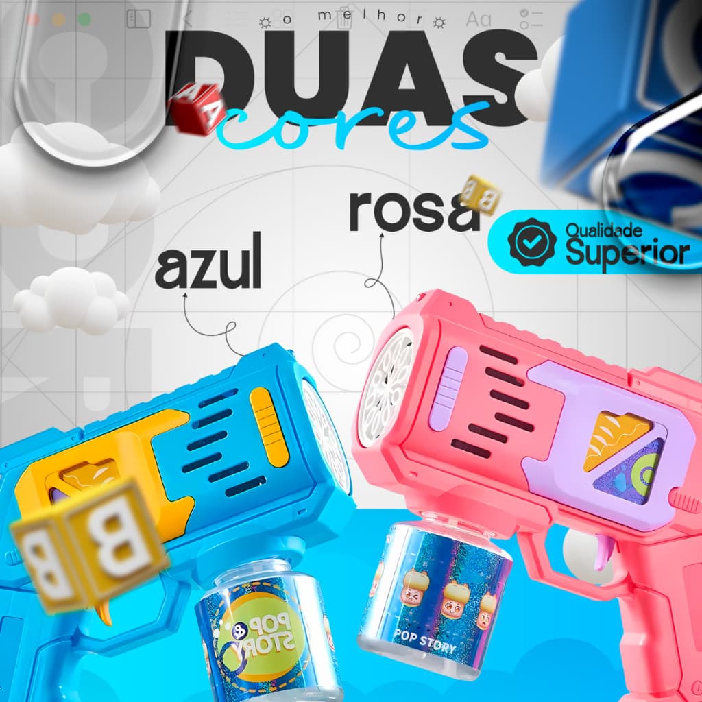 Lança Bolhas Bazuca Bubble Gun Automática com Luz Brinquedo Infantil para Crianças Piscina e Praia
