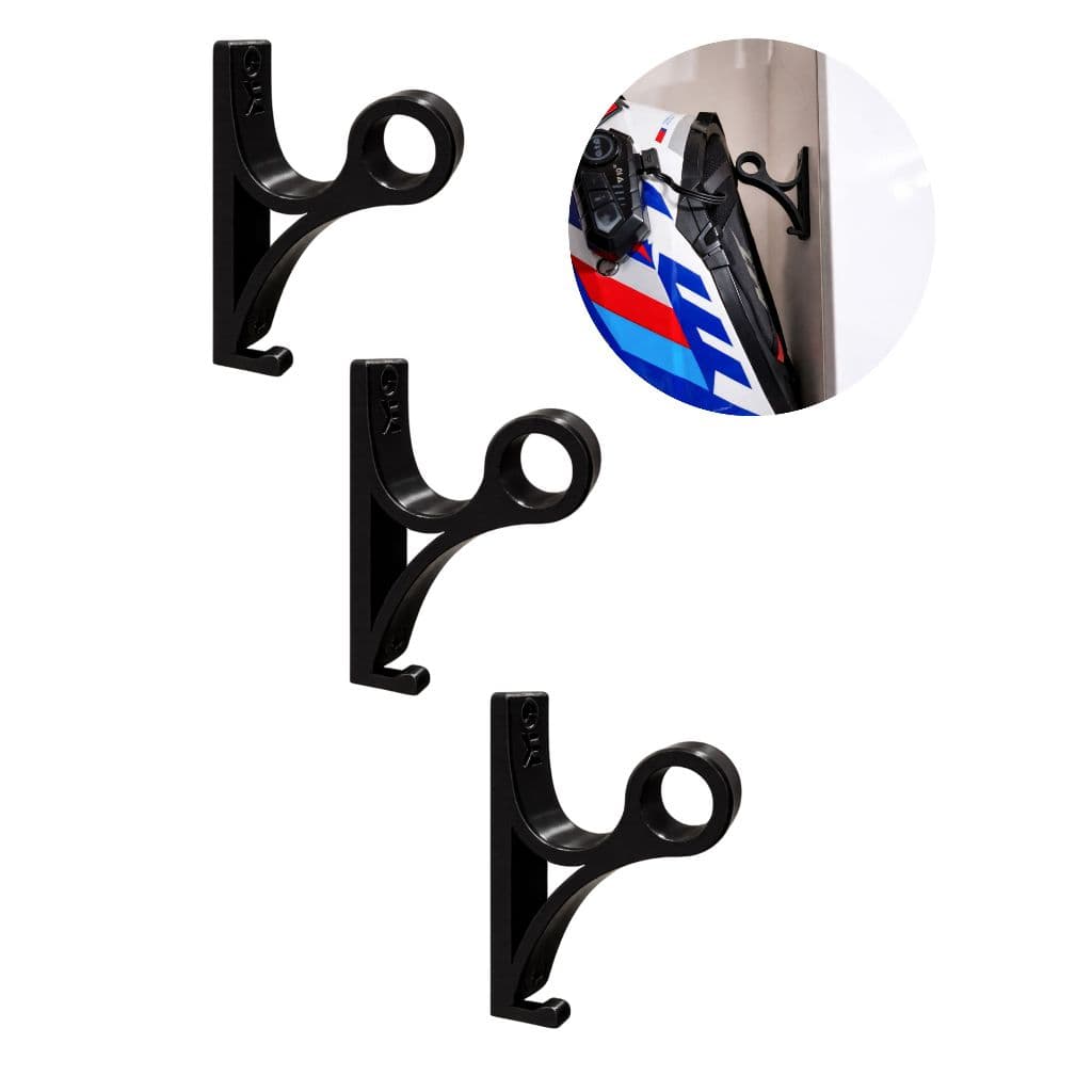 Kit 03 Suportes de parede Fixo para Pendurar Capacete Chave Acessório Gancho Moto Preto