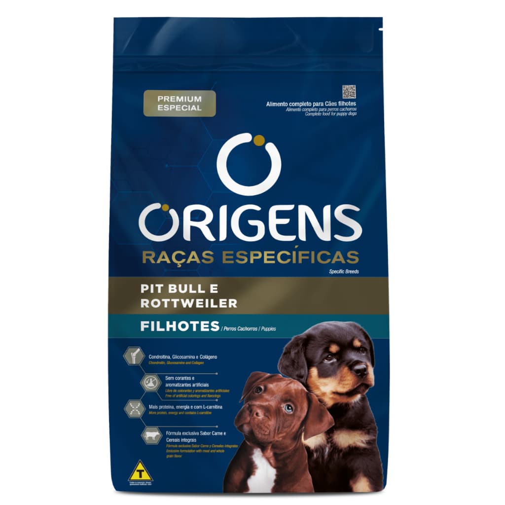 Origens Rações Cães Filhotes Pit Bull e Rotweiller 15kg Adimax