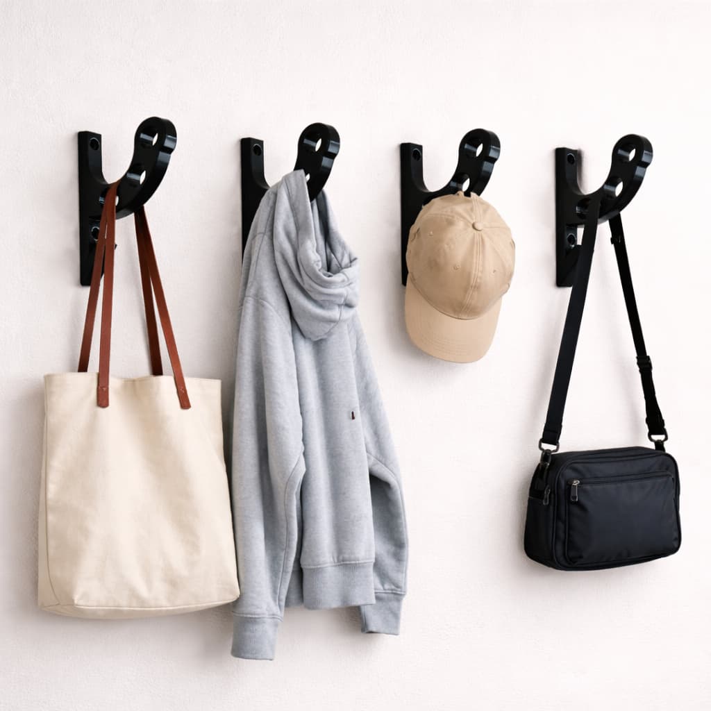 Suporte Gancho De Parede  Com Parafuso E Bucha Para Bolsa Blusas Capacete Moto Com Porta Chaves Acessórios Suporta 10kg