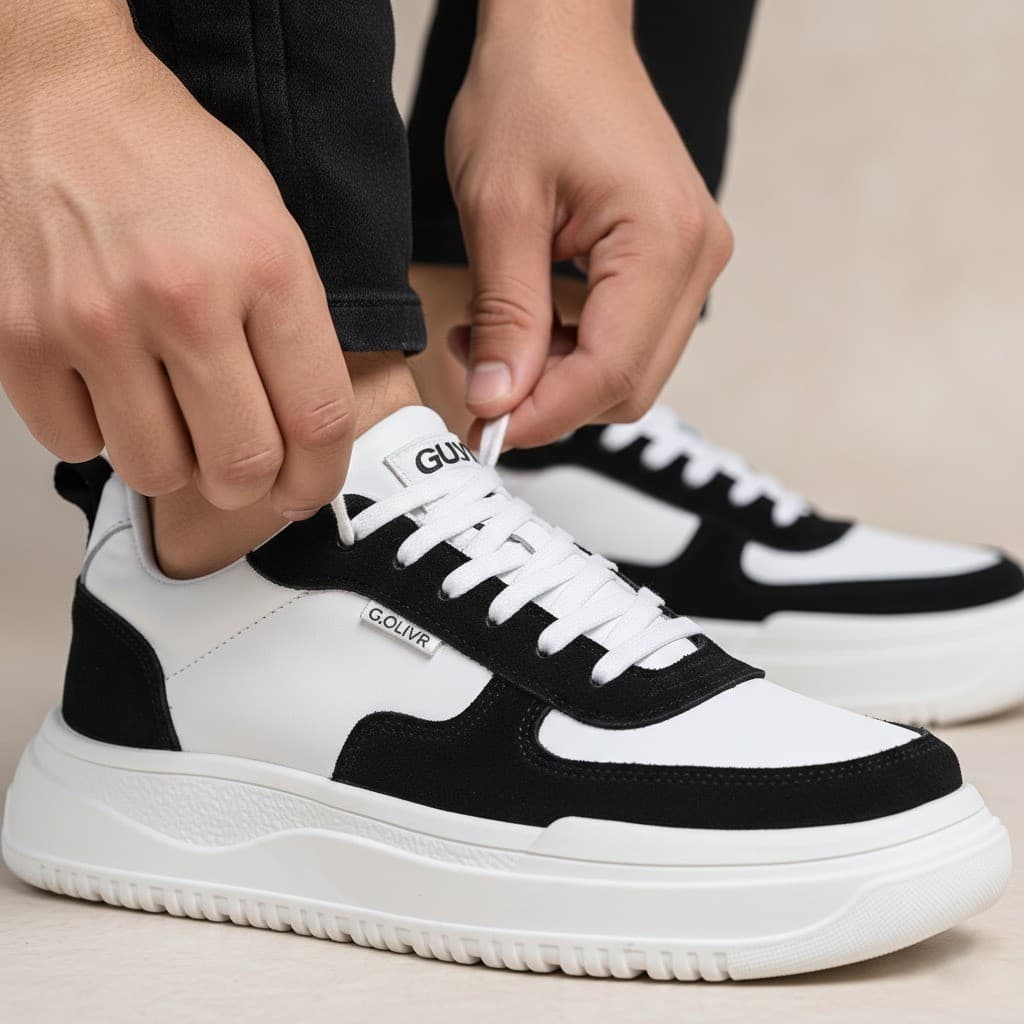 Tênis Casual Masculino Sola Alta Couro Legítimo Sapatênis Confortável Leve Urbano Cadarço Atemporal