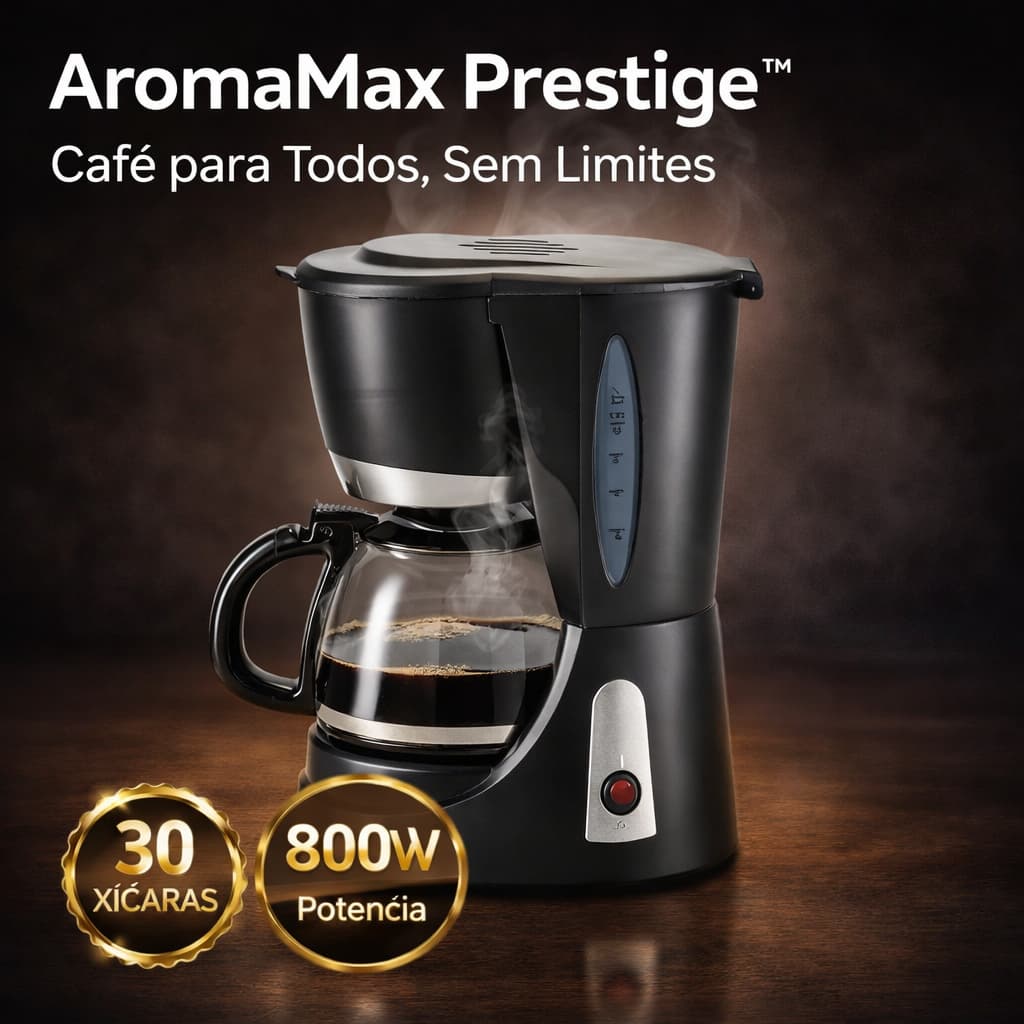 Cafeteira Elétrica 30 Xícaras 127V 800W Grande Capacidade Preta AromaMax Prestige™