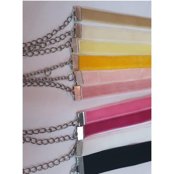 Choker colar coleirinha víntage 1 cm veludo 31 cm com extensor várias cores