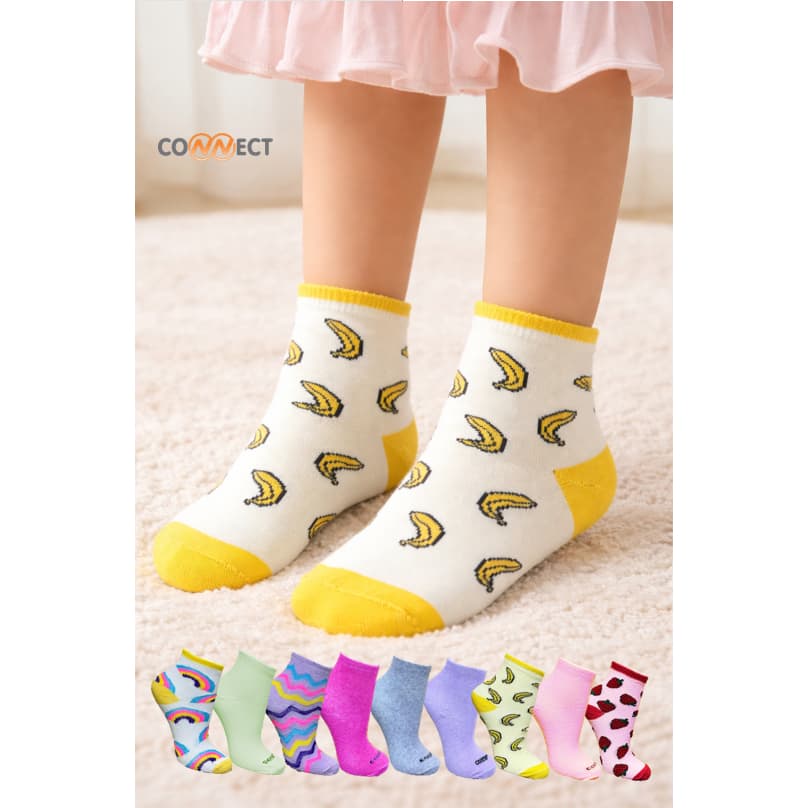 Meias de algodão Infantil Menina - kits com 3-6-9 pares