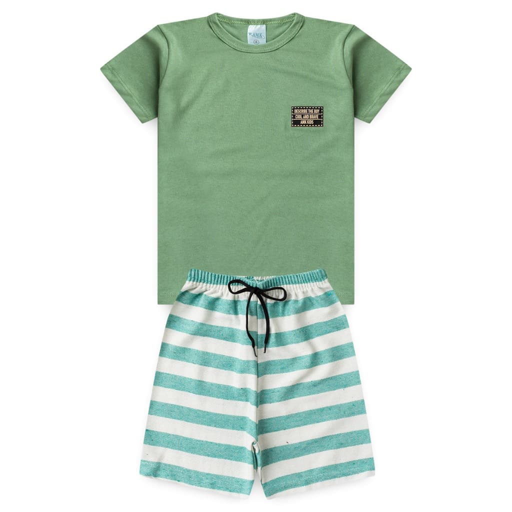 Conjunto Infantil Masculino Camiseta e Bermuda Menino Roupa Infantil Verão Casual l73