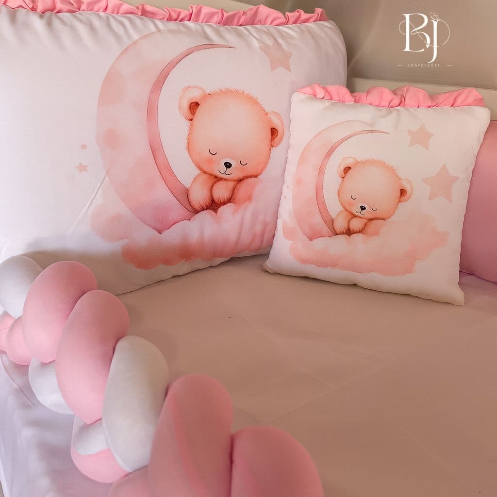 Kit Berço Completo Bebê Menina Rosa 6 Peças Confortável Seguro Material De Qualidade Presente Ideal