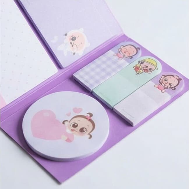 Kit Bloco de Notas Adesivas Infantil Menina Ursinho Sticky Notes Colorido Escolar