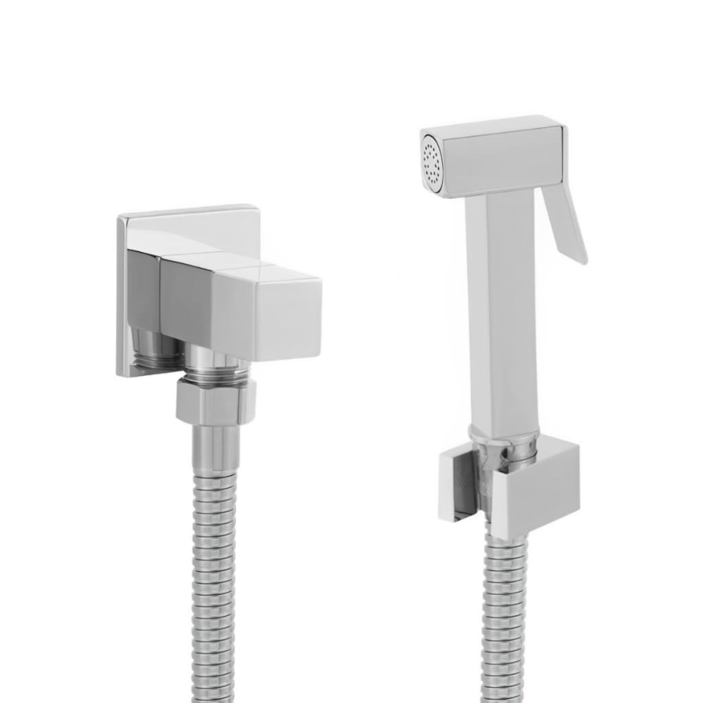 Ducha Higiênica para Banheiro Chuveirinho Íntimo Metal Cromado Linha Premium Luxo 1/4 de volta Mangueira 1,20 metros