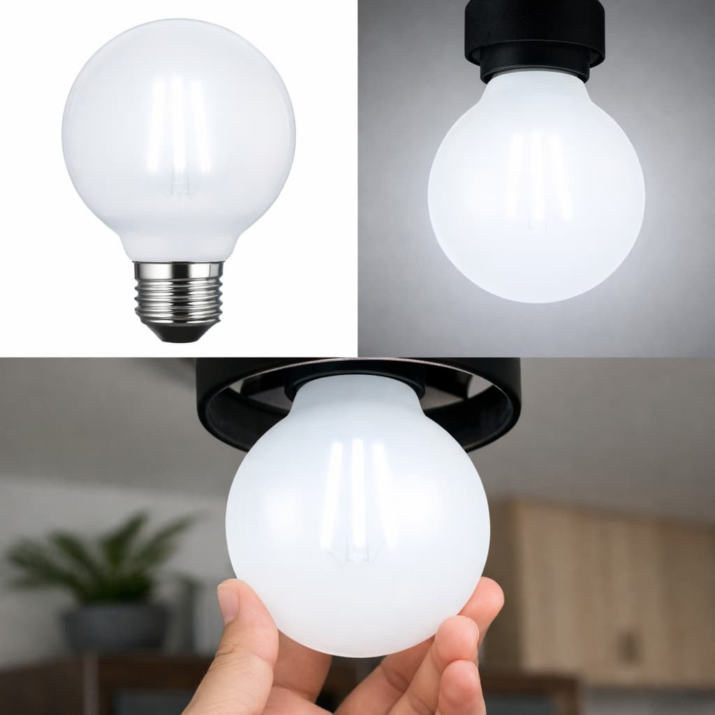 Lâmpada Filamento Led G95 Vidro Leitosa Branco Frio Bivolt