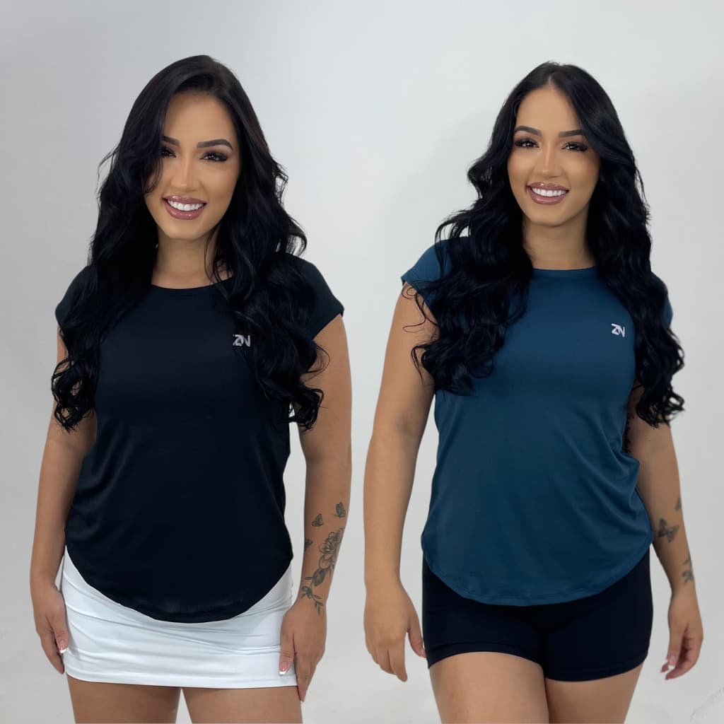 Kit 2 Camiseta Academia Feminina Dry Fit Camisa Blusa Caminhada Musculação Treino Baby Look