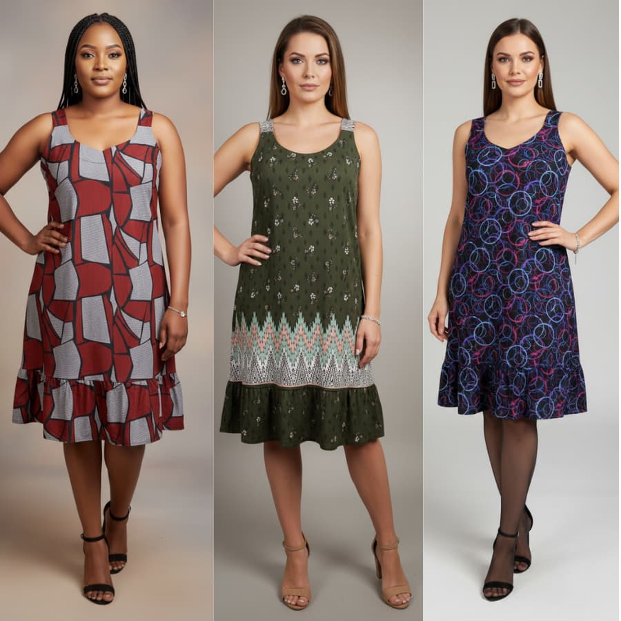 Vestido Feminino Regatinha c/ Babado Estampado Malha Fria G GG Verão