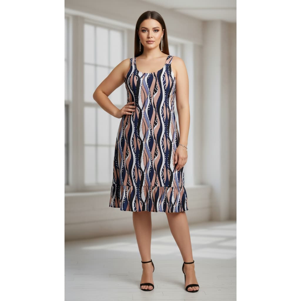 Vestido Feminino Malha Fria Regata Babado  Moda Evangélica G GG