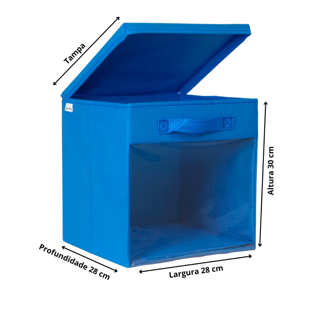 Kit 6 Caixa Organizadora De 28x30x28 Com Visor E Tampa