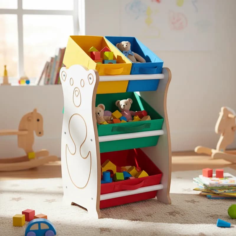 Mini Organizador De Brinquedo 4 Caixas Tema Ursinho