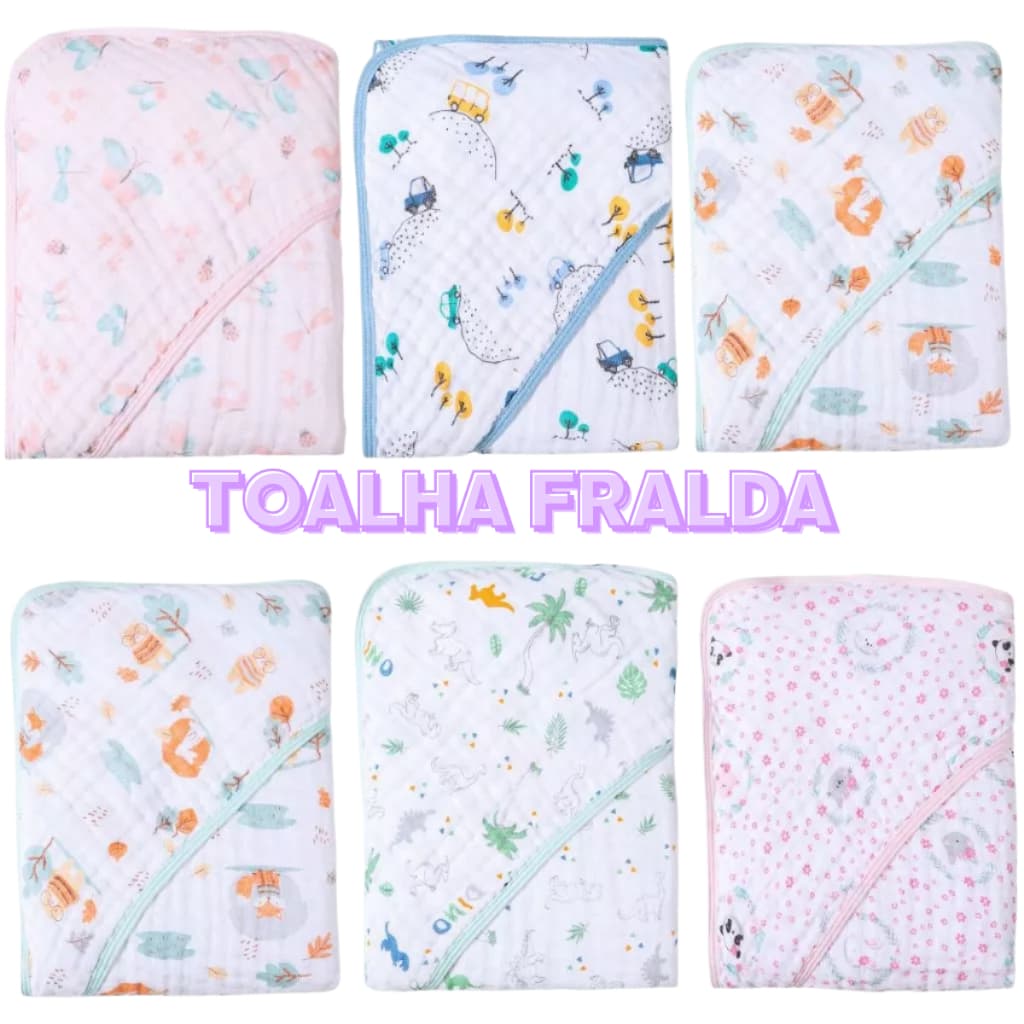 Toalha Fralda Bebê Soft com Capuz Alta Absorção Infantil 2 Camadas Papi Karinho