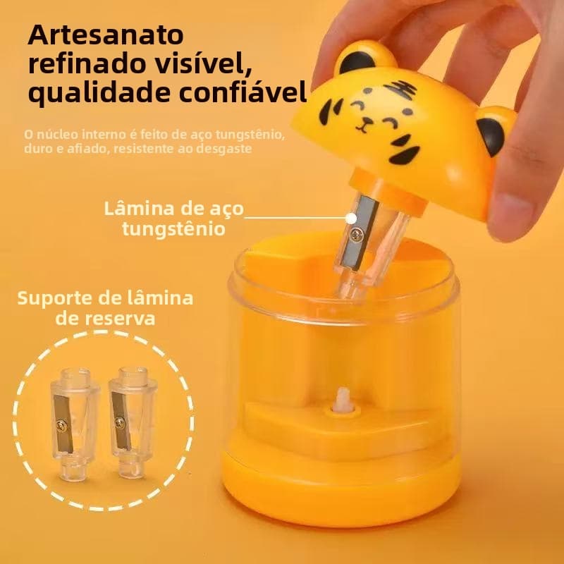 Apontador Lápis Elétrico A Pilha P/ Lápis Comum Com Depósito