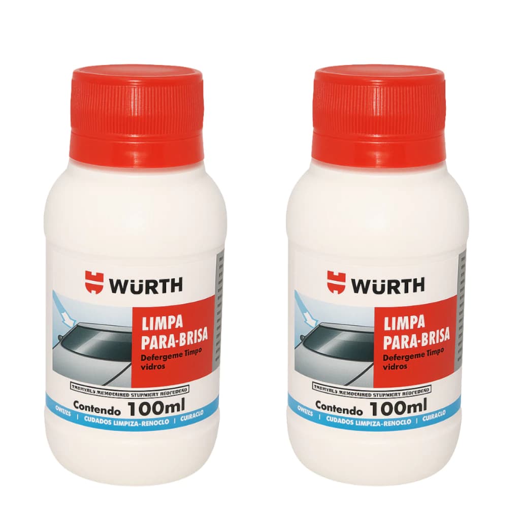 Wurth - 2x Limpa Para-brisa 100ml (Fluido Liquido Limpeza Parabrisa Automotivo Carro Limpador)