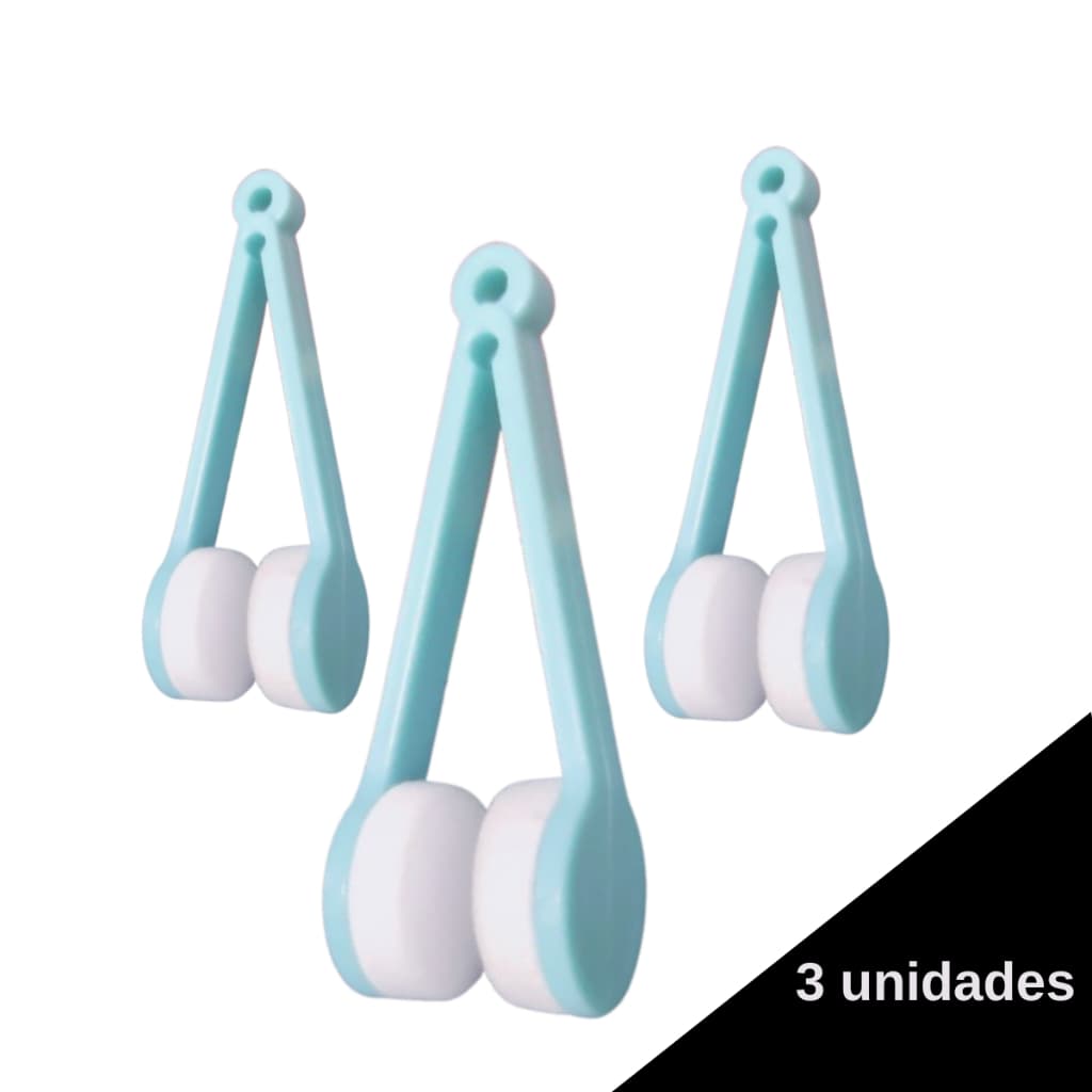 KIT 3 Escova Portátil Óculos Microfibra Limpeza Dupla Face