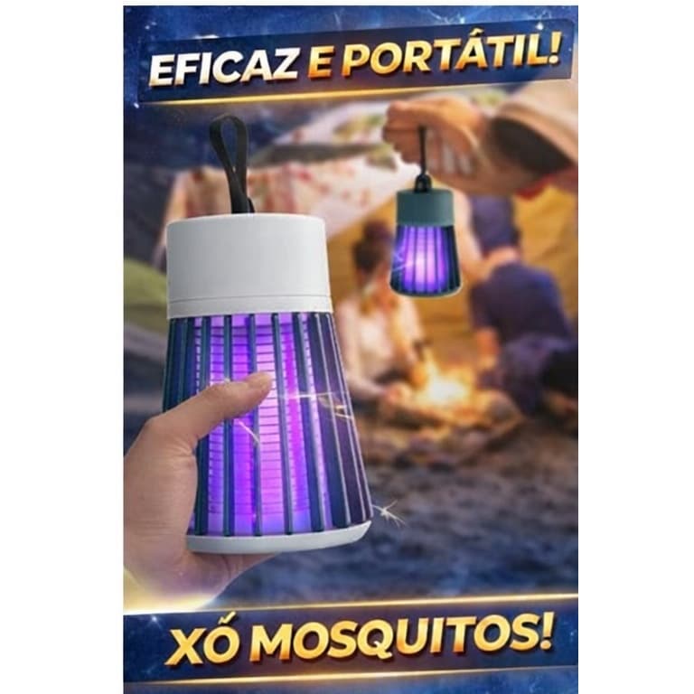 Lâmpada Mata Mosquito USB Portátil Recarregável Armadilha Elétrica Anti Inseto Silenciosa 360°