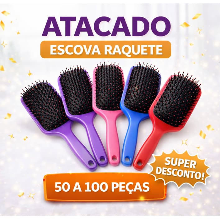Escova Raquete Desembaraçante para Todos os Tipos de Cabelo – Atacado | KIT | Revenda