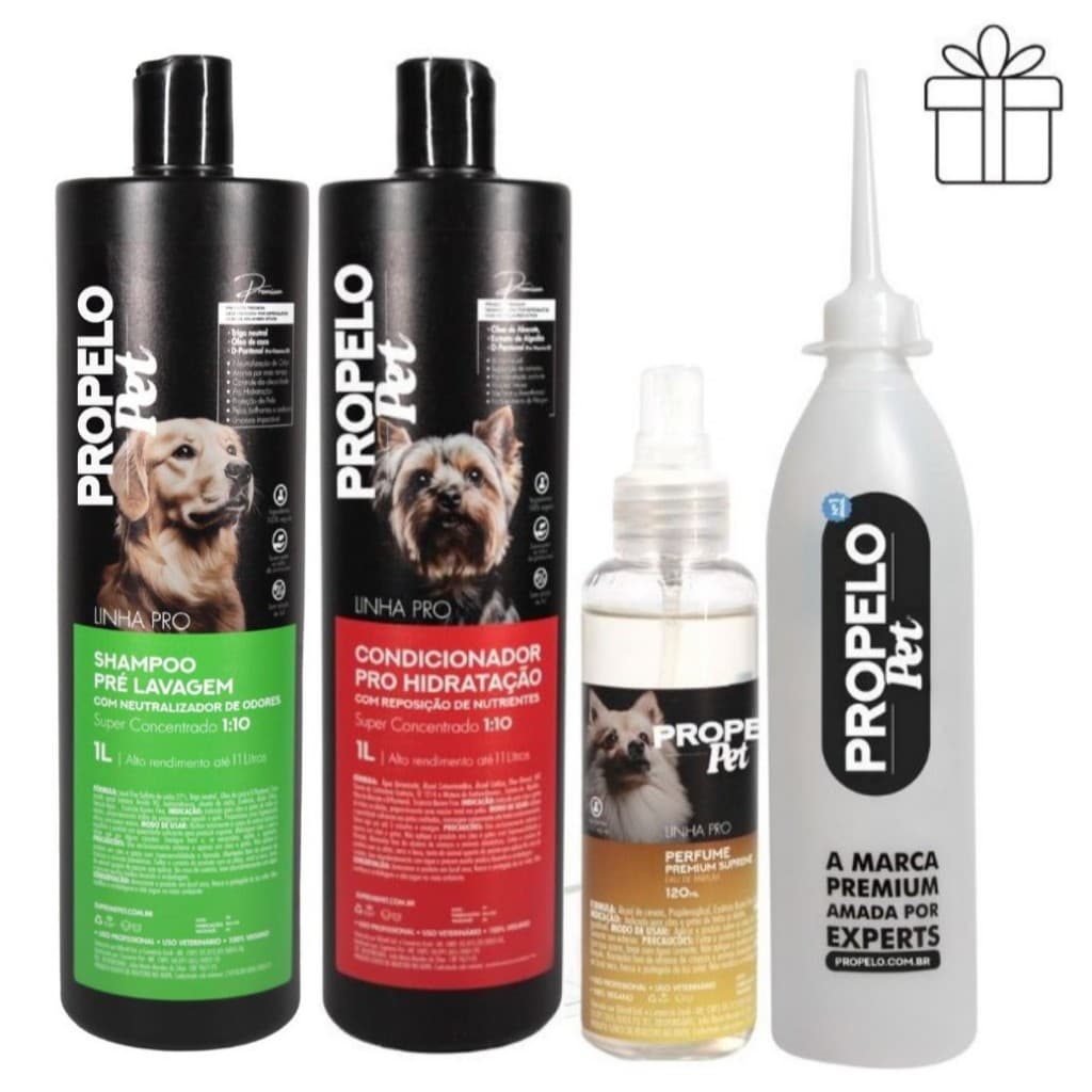 KIT Shampoo Pet Pré-Lavagem + Condicionador +Perfume +Brinde
