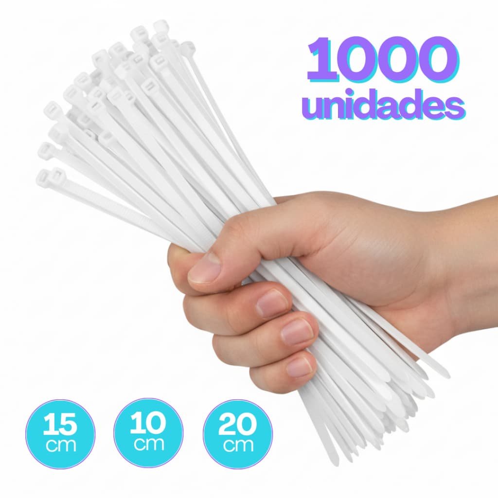 Kit Abraçadeiras de Nylon Enforca Gato Brancas Vários Tamanhos Resistente