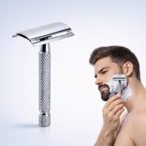 Aparelho de Barbear Clássico Retrô Articulado + 10 Lâminas Afiadas | Barbeador Tradicional Masculino
