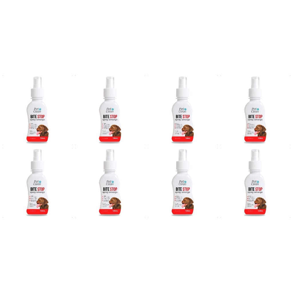 Kit 8 Spray Anti Mordida Bite Stop Pet Clean 120ml Amargo para Cães e Outros Pets