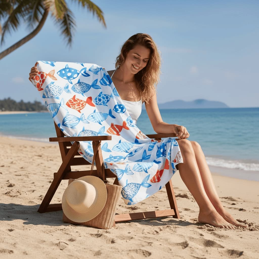 Toalha Praia Premium 80x160cm Secagem Rápida e Toque Aveludado  Alta Absorção