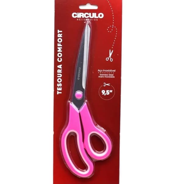Tesoura Comfort Rosa - Círculo