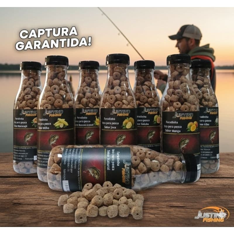 Ração Furadinha com 180g garrafinha na pinga. Isca Para Pesca Tilapia, Tambaqui e Pacu