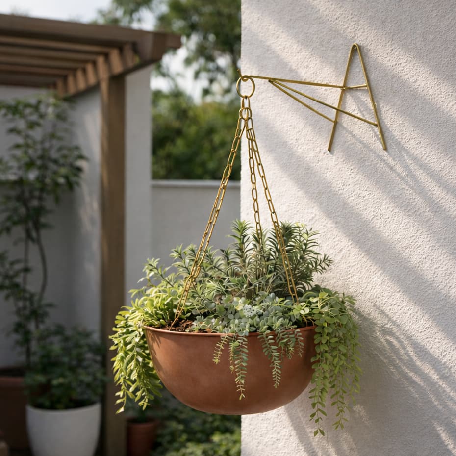 Suportes de Parede para Vasos de Plantas Kit 5 Xaxim a Pendurar de Arame Zincado Jardim Vertical