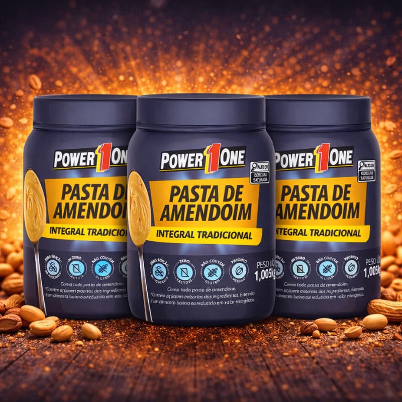 KIT 3 Pasta de Amendoim Integral  CROCANTE ou TRADICIONAL 1KG Combo PowerOne