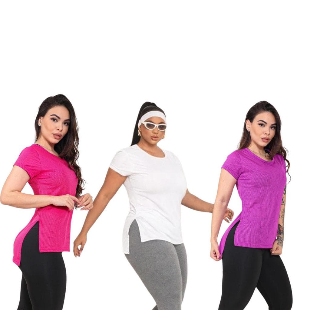 Kit 3 Blusa Dray Fitness  Plus Size Feminina Leve Confortável Academia
