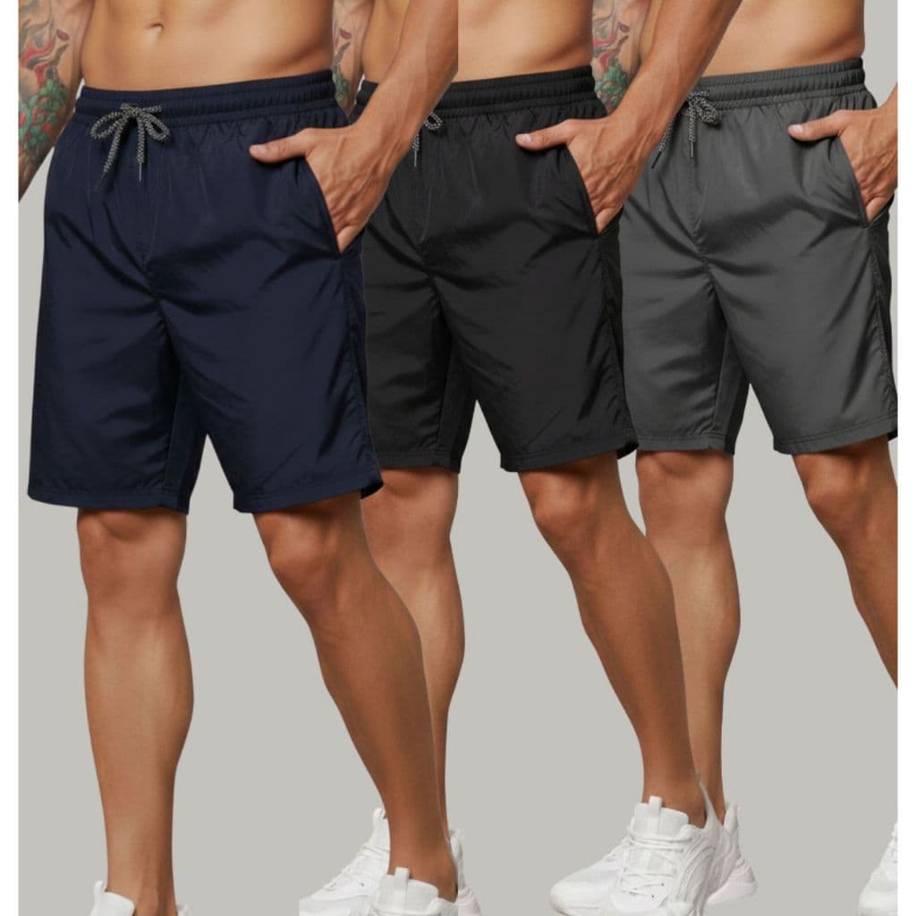 Kit com 3 Bermudas Masculinas Casual Tactel Leve Resistente Modelagem Moderna Dia a Dia Tecido Leve