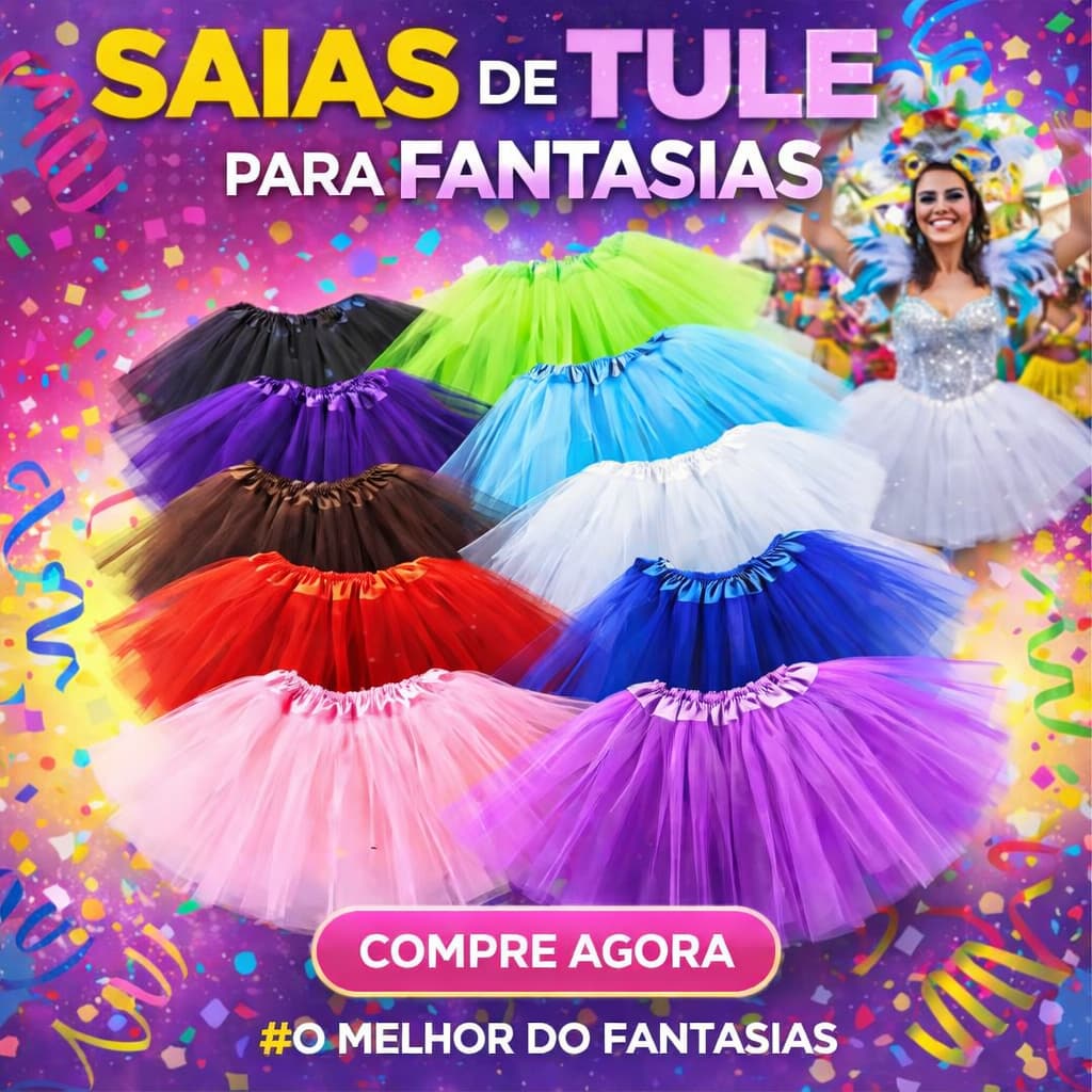 Saia De Tule Tutu Adulto Infantil Lisa Colorida Festa Carnaval Halloween Bloquinho