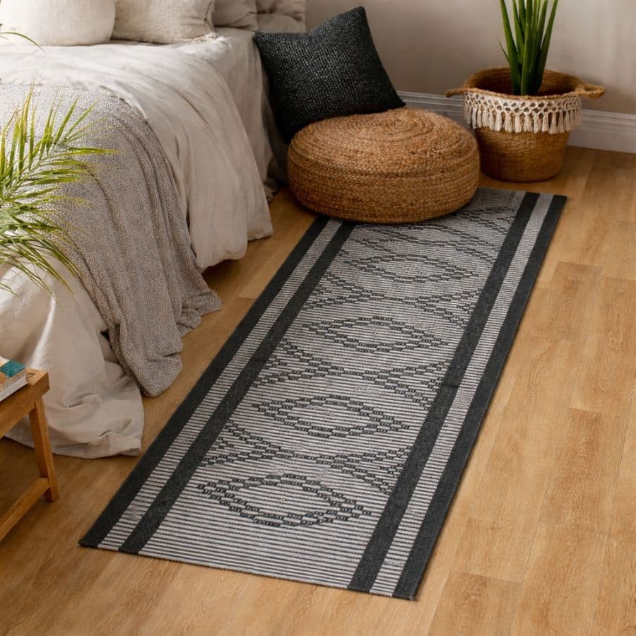 Tapete Beira Cama Geométrico 1,40x0,70m 100% Algodão – Várias Cores | Envio Rápido Direto da Fábrica