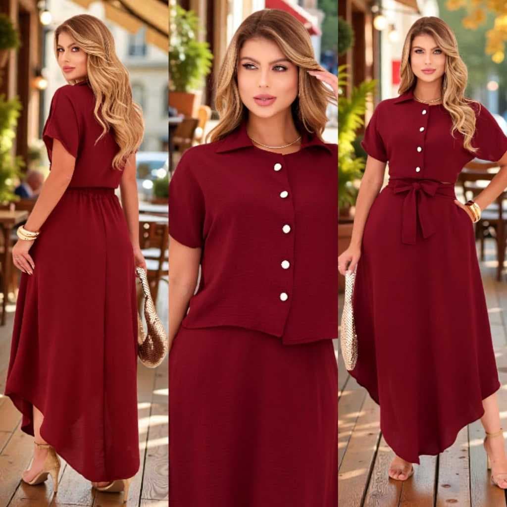conjunto feminino moda feminino conjunto saia e blusa conjunto elegante moda evangelica