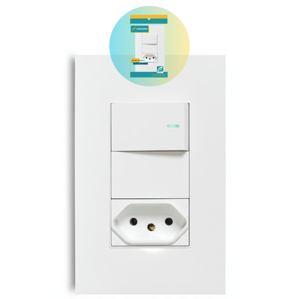 Tomada 10a 2p+t Com Interruptor Simples Placa 4x2 Modular